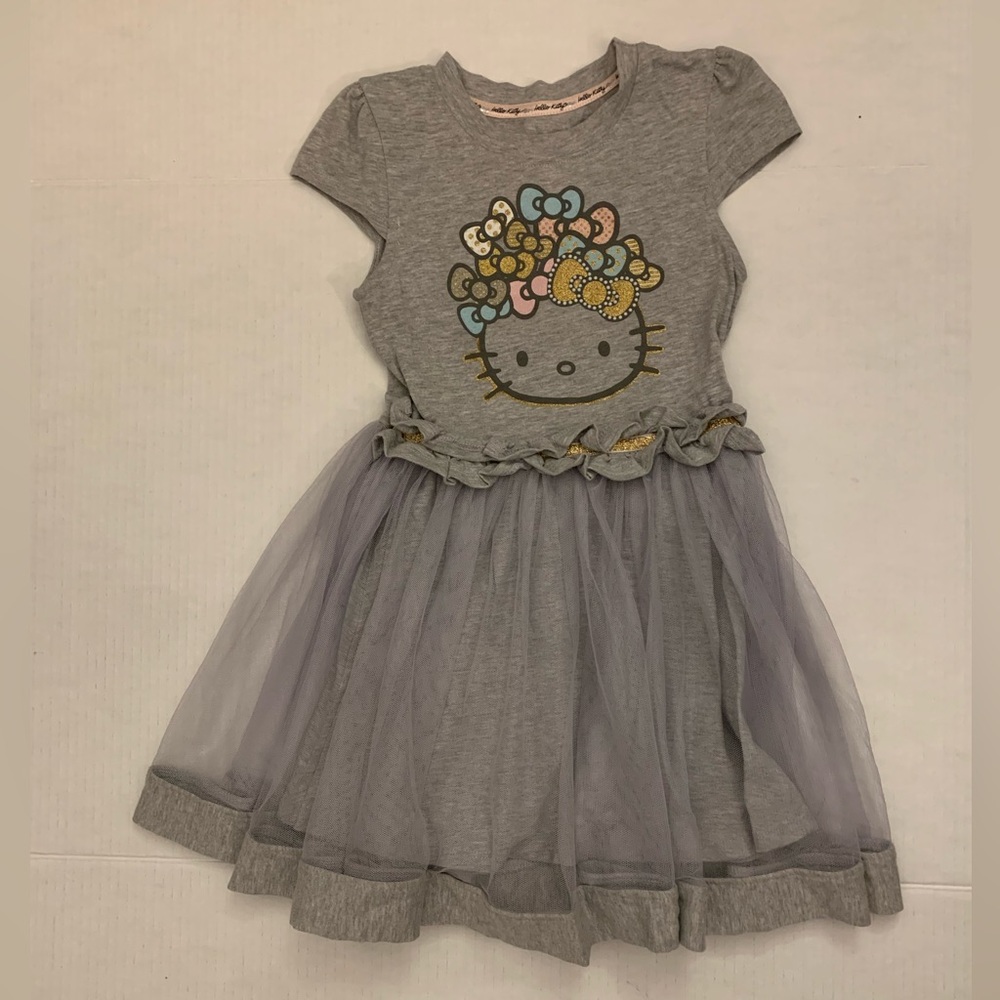 Hello Kitty Gray Kids Dress with Tulle Skirt